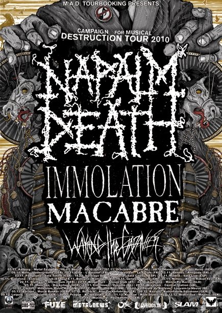 Napalm Death Euro Tour Poster with Immolation and Macabre Napalm Death Euro Tour Poster with Immolation and Macabre