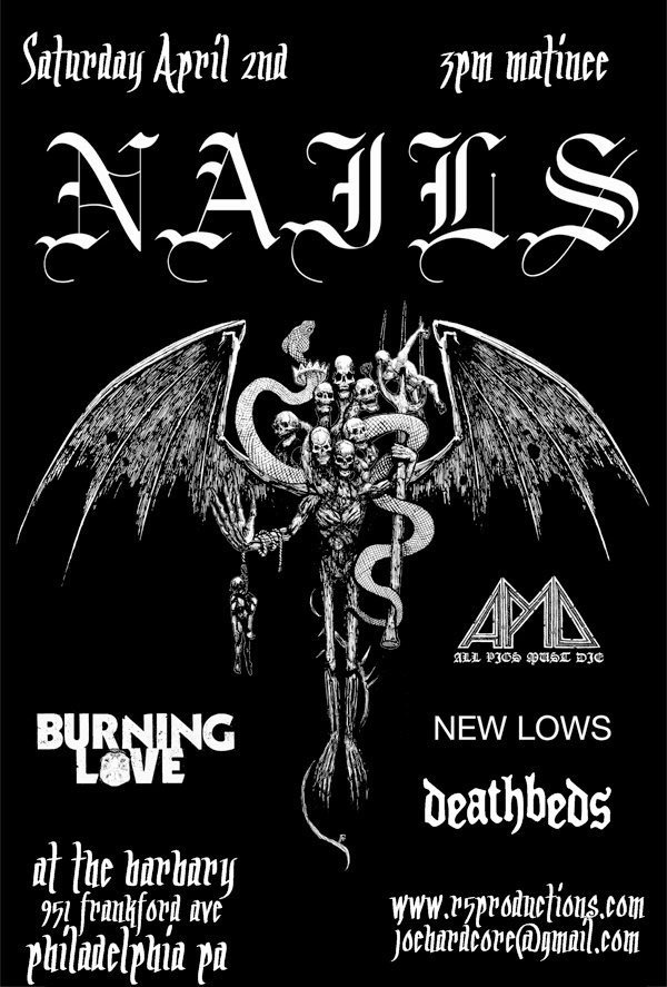 Nails - All Pigs Must Die - Wormrot - New Lows - Deathbeds - Philly April 2, 2011 at The Barbery Nails - All Pigs Must Die - Wormrot - New Lows - Deathbeds - Philly April 2, 2011 at The Barbery