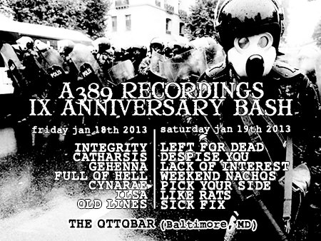 A389 Records IX Anniversary Bash with Catharsis and Integrity A389 Records IX Anniversary Bash with Catharsis and Integrity