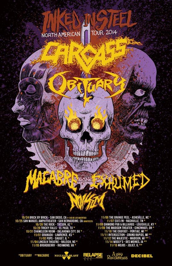 carcass, obituary, tour 2014